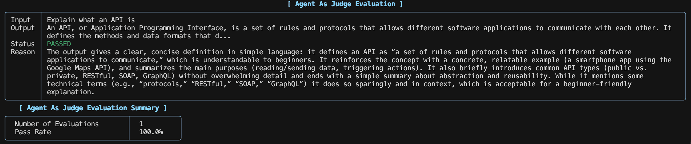 Agent-as-judge evaluation results