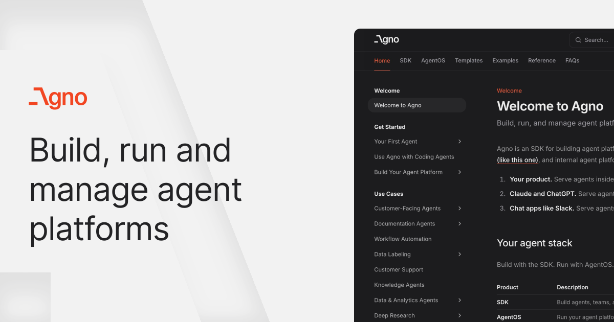 Agno — Model-agnostic platform for building intelligent AI agents